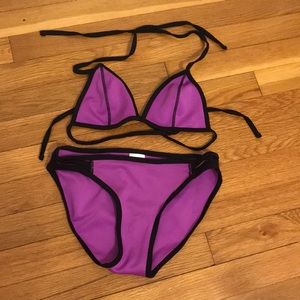 Purple bikini top and bottoms